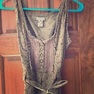 Dark green mini dress with floral pattern